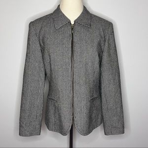 JOAN LESLIE Vintage Wool Mini Houndstooth Full Zip Blazer Jacket 10 Petite